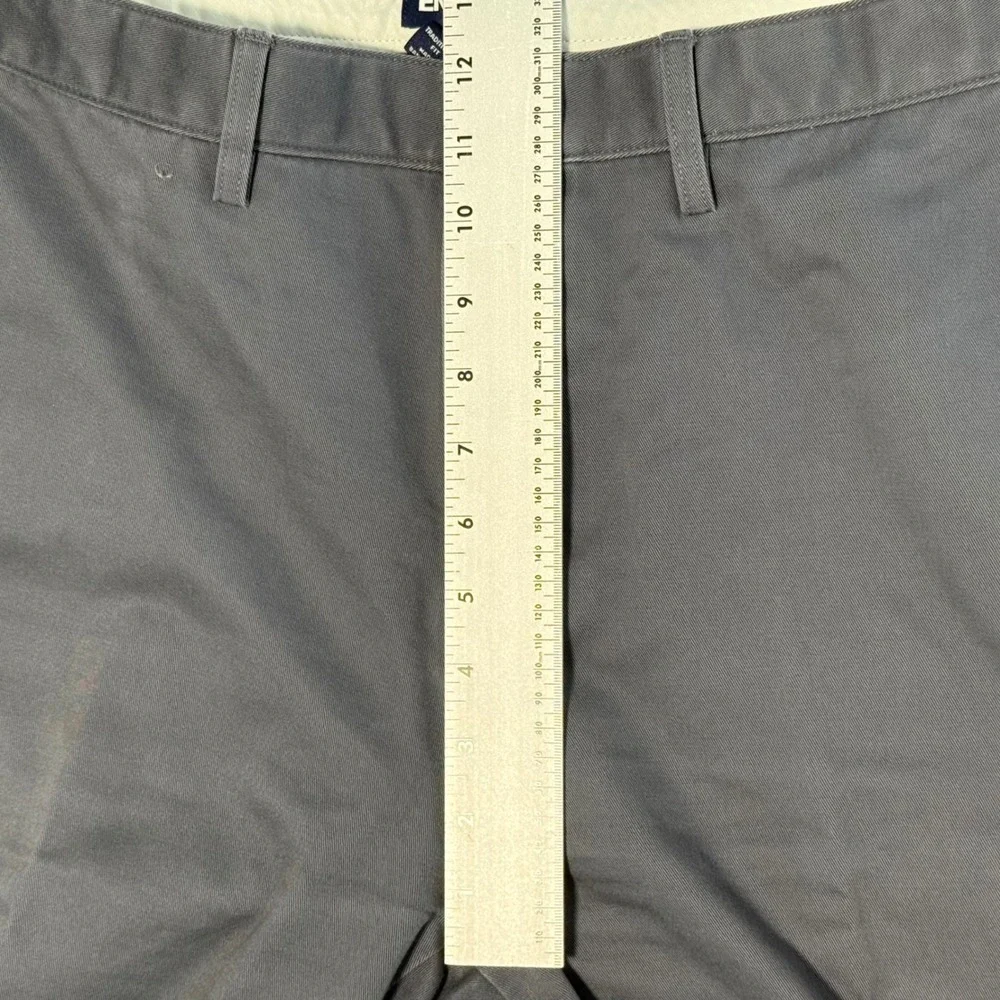 Lands End No Iron Traditional Fit Chinos Gray Cotton Flat Front Pants 40x33
